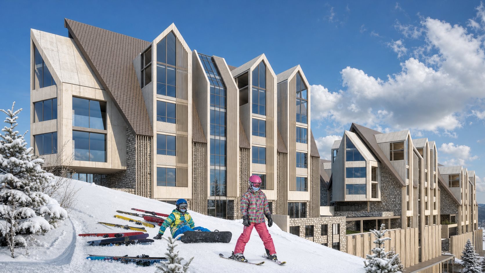 Deca na ski stazi ispred kompleksa